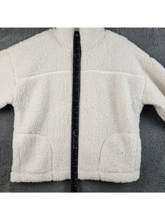 Abercrombie & Fitch Womens Extra Large Teddy Fleece Y2K Sherpa Jacket White Cozy - Picture 6 of 9
